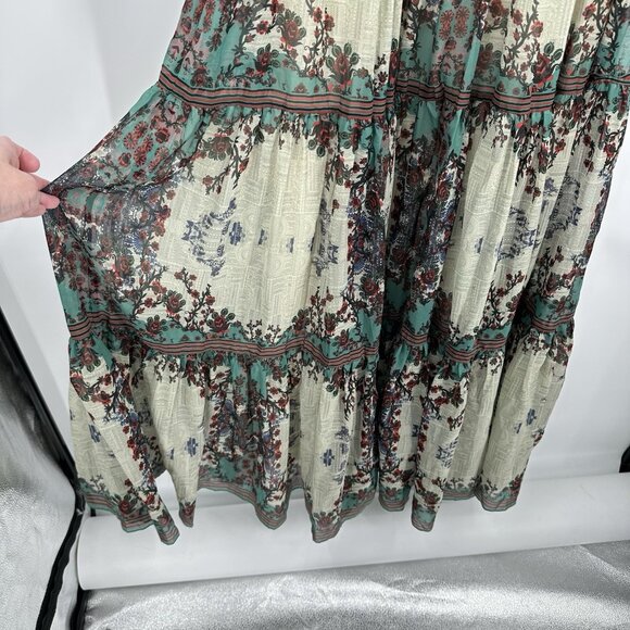ANTHROPOLOGIE BHANUNI BY JYOTI maxi dress floral beaded sleeveless ruffle 4 - Picture 8 of 11